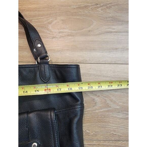 Ralph Lauren Black Leather City Tote Handbag Carry All Laptop Women's Pockets - Picture 12 of 12